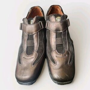 Donald J Pliner Shoe Womens 9 Brown Bronze Leather Velvet Sport Dotare Sneaker